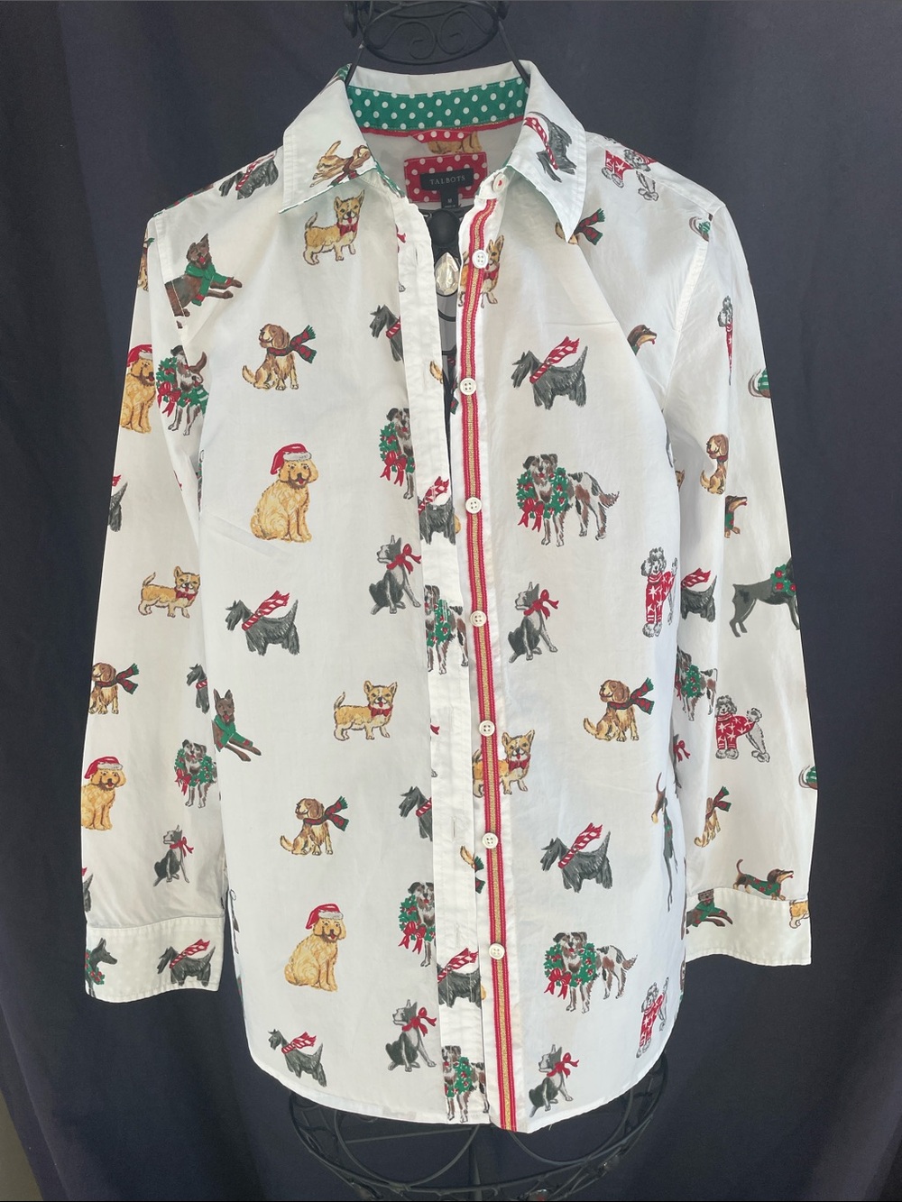 Talbots Dogs of Christmas Blouse